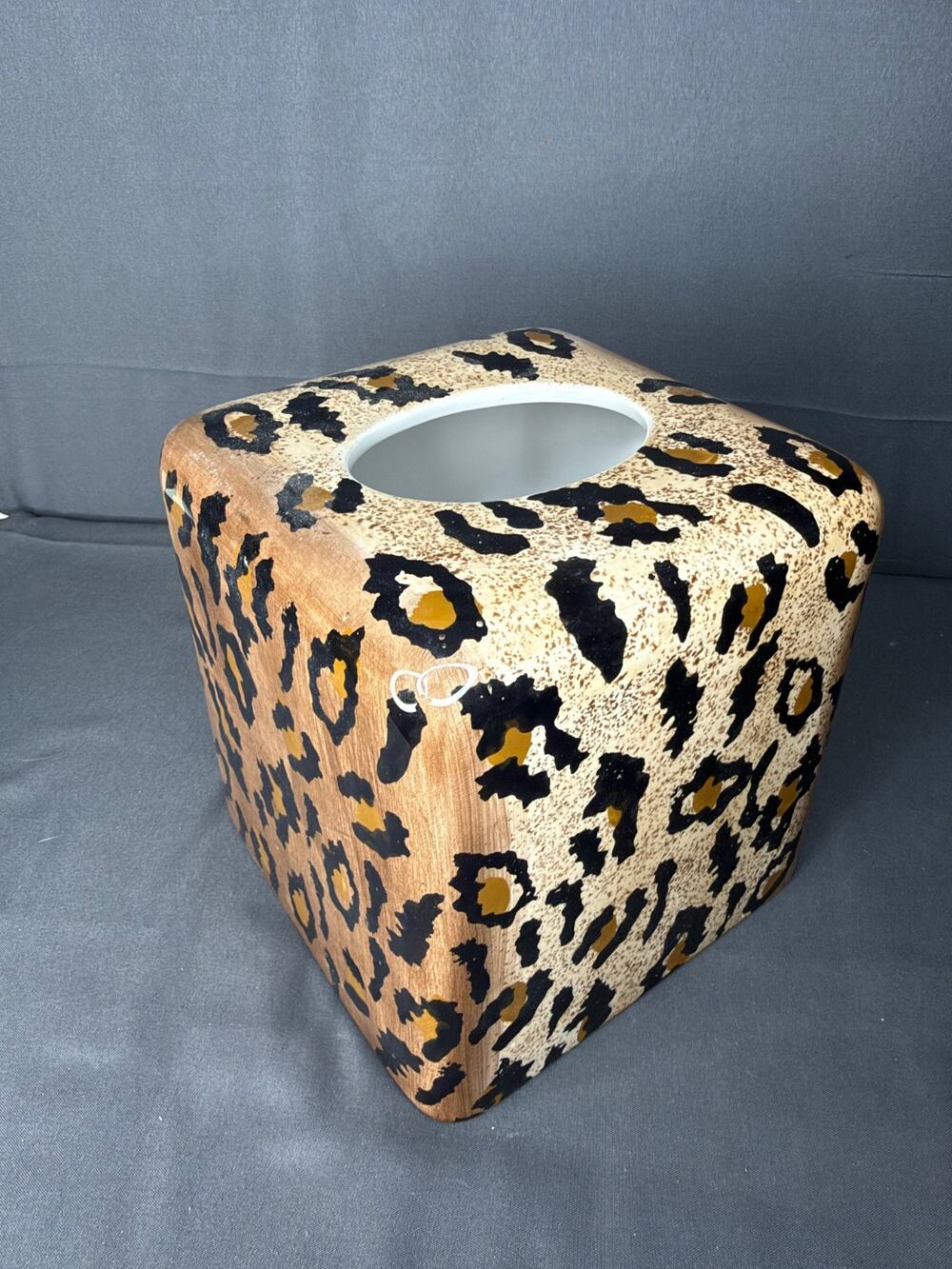 Y2K Cheetah Print Ceramic Tissue Holder Cover Safari Animal